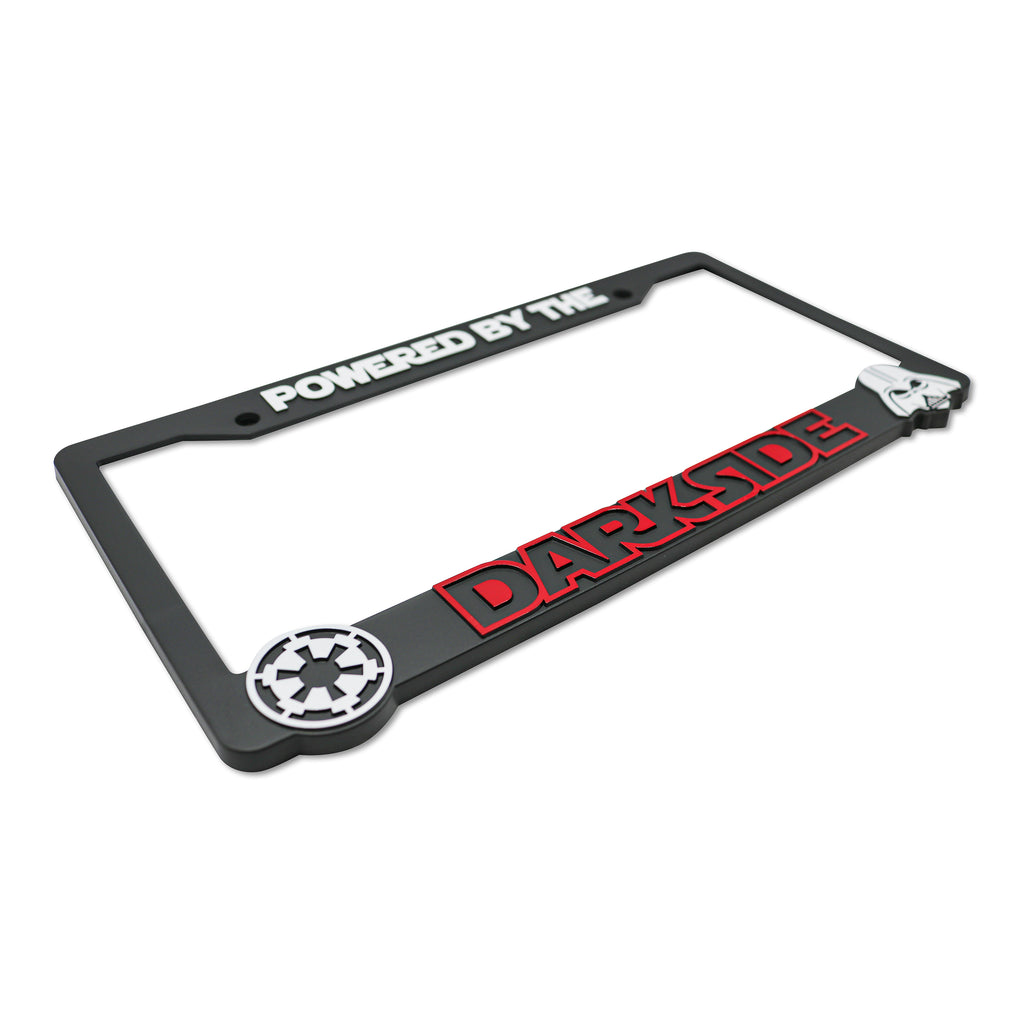 LP Frameworks Powered by The Darkside 3D Raised License Plate Frame | 1 Pack License Plate Cover | Universal US Car Black License Plate Holder | Auto Accessories (Car, Truck and SUV)