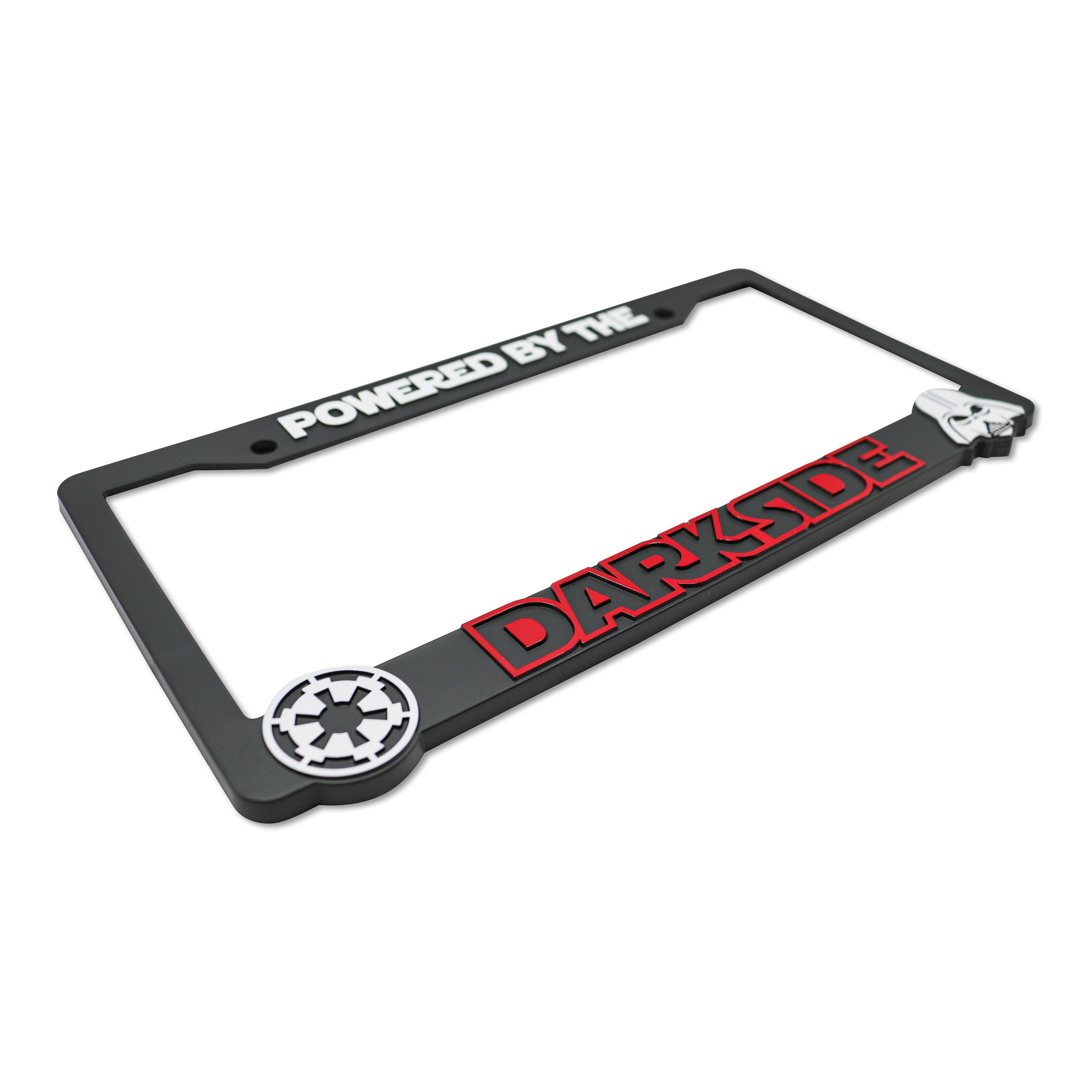 LP Frameworks Powered by The Darkside 3D Raised License Plate Frame | 1 Pack License Plate Cover | Universal US Car Black License Plate Holder | Auto Accessories (Car, Truck and SUV)