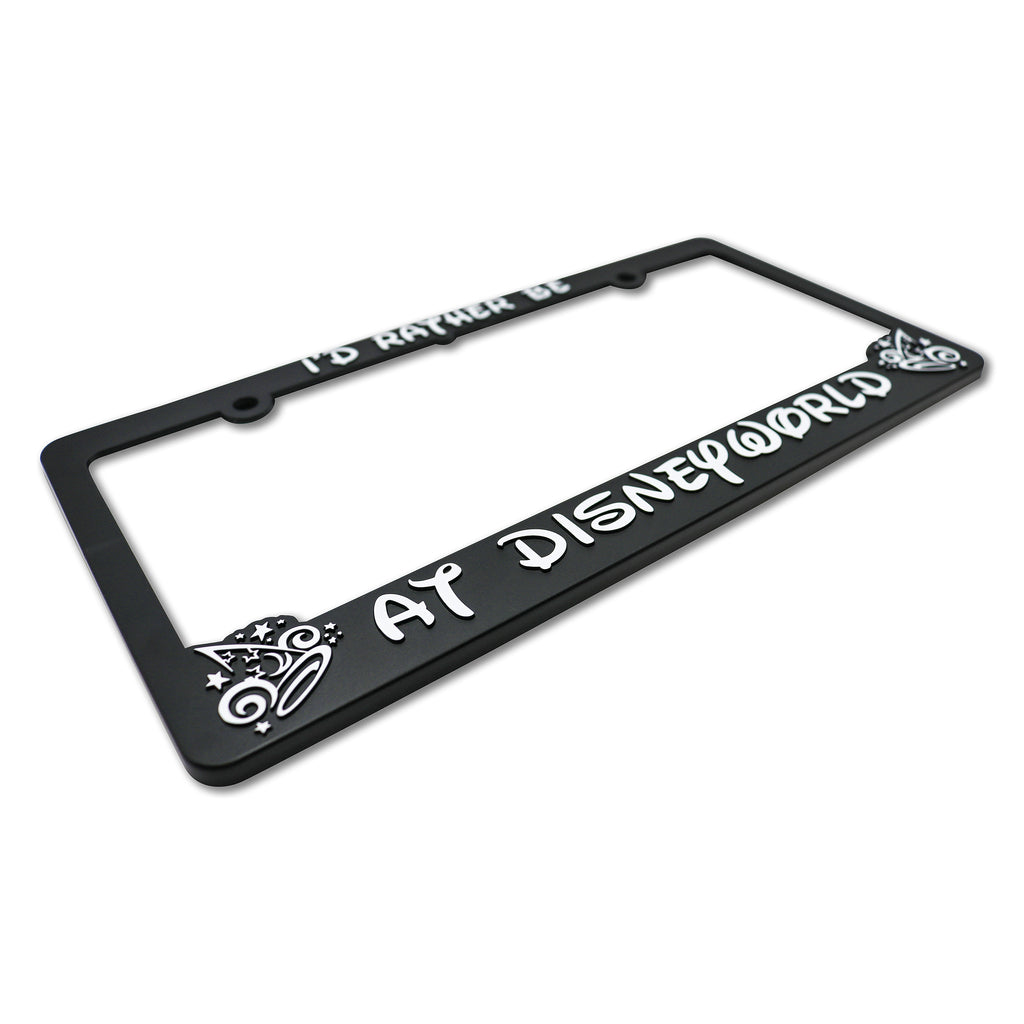 LP Frameworks Rather Be at Disneyworld 3D Raised License Plate Frame | 1 Pack Car License Plate Cover | Universal US Black License Plate Holder | Auto Accessories (Car, Truck and SUV)