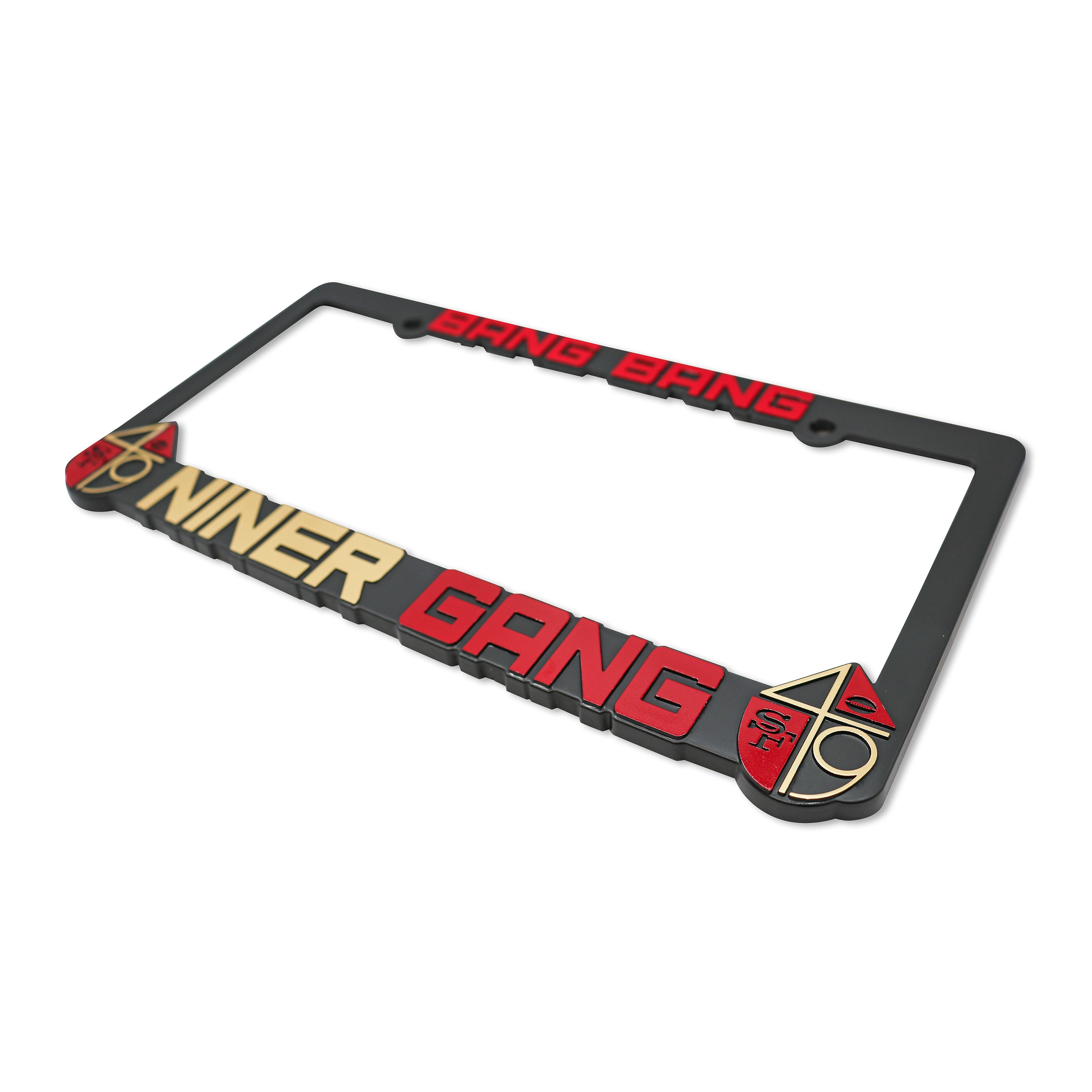 Bang Bang Niner Gang for San Francisco 3D Raised License Plate Frame | 1 Pack Car License Plate Cover | Universal US Car License Plate Holder | Auto Accessories (Car, Truck and SUV)