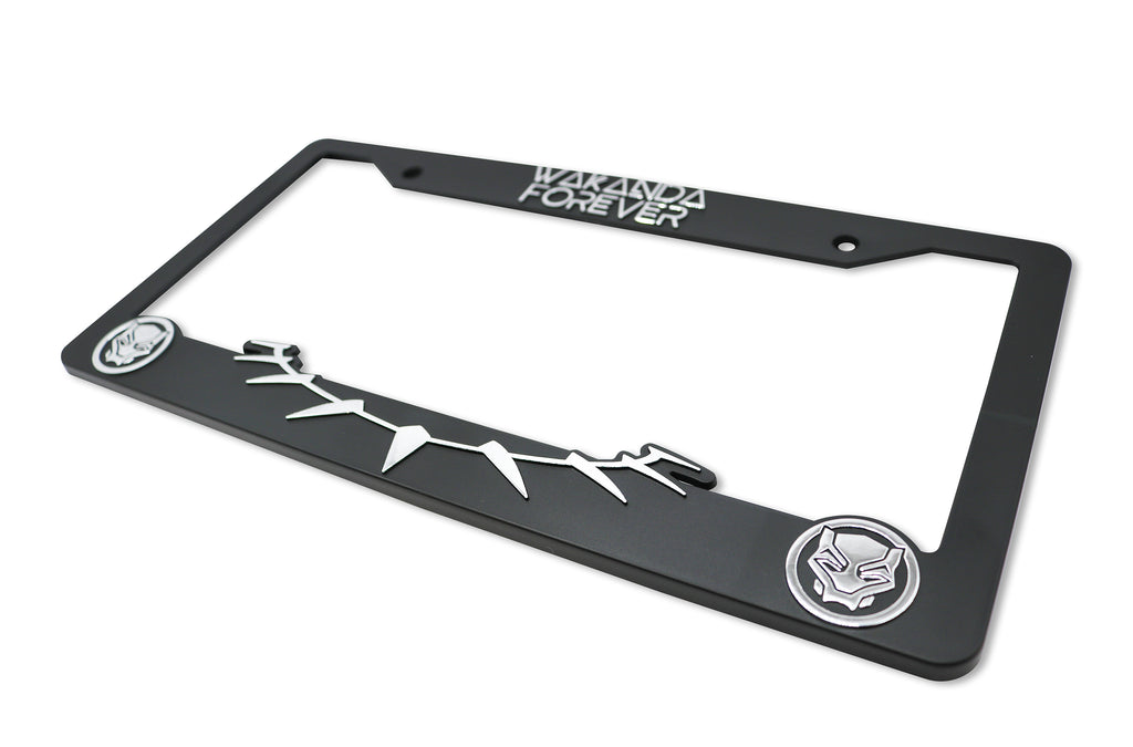 LP Frameworks Wakanda Forever 3D Raised License Plate Frame | 1 Pack Car License Plate Cover | Universal US Car Black License Plate Holder | Auto Accessories (Car, Truck and SUV) (Chrome)