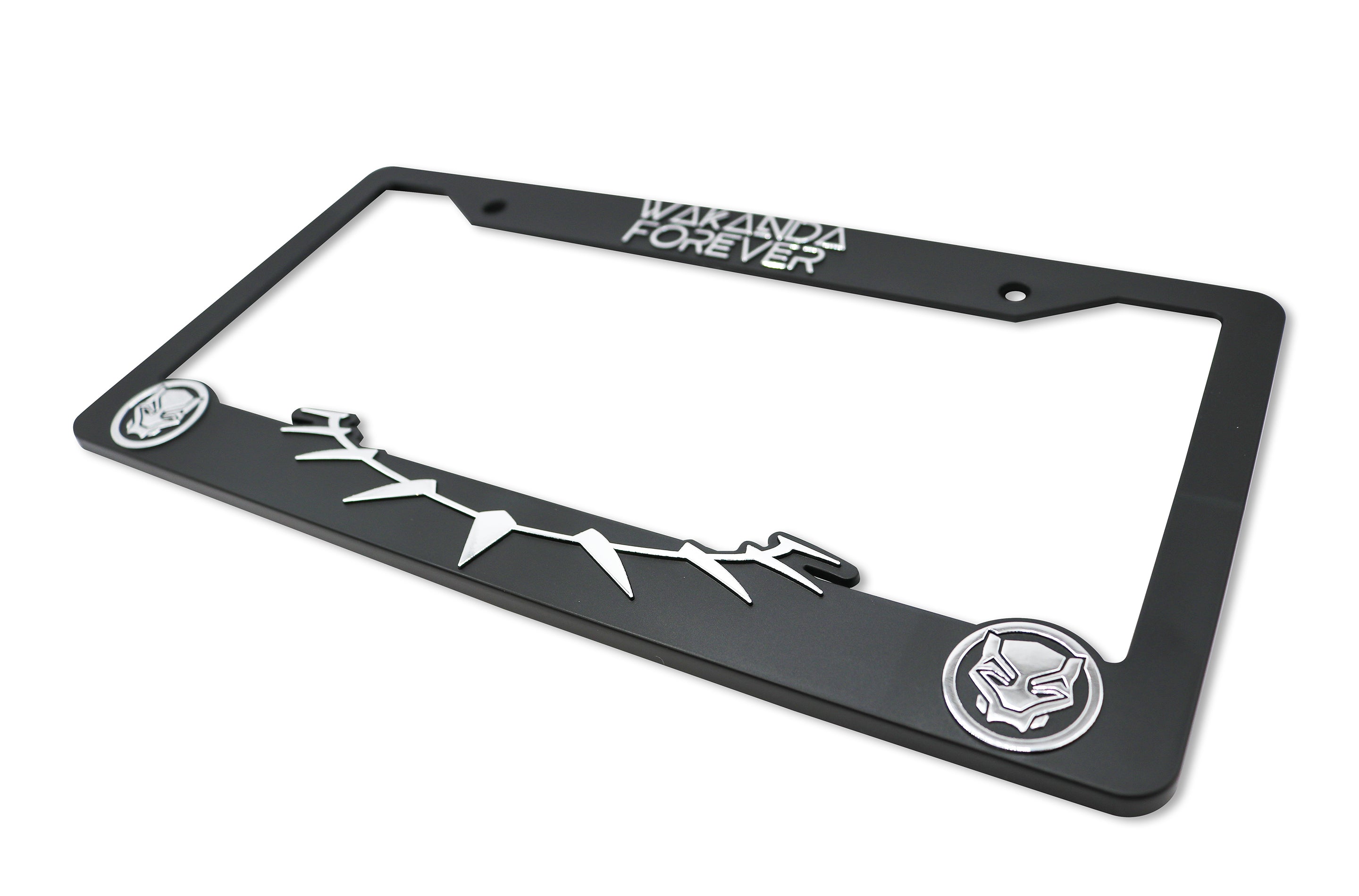 LP Frameworks Wakanda Forever 3D Raised License Plate Frame | 1 Pack Car License Plate Cover | Universal US Car Black License Plate Holder | Auto Accessories (Car, Truck and SUV) (Chrome)