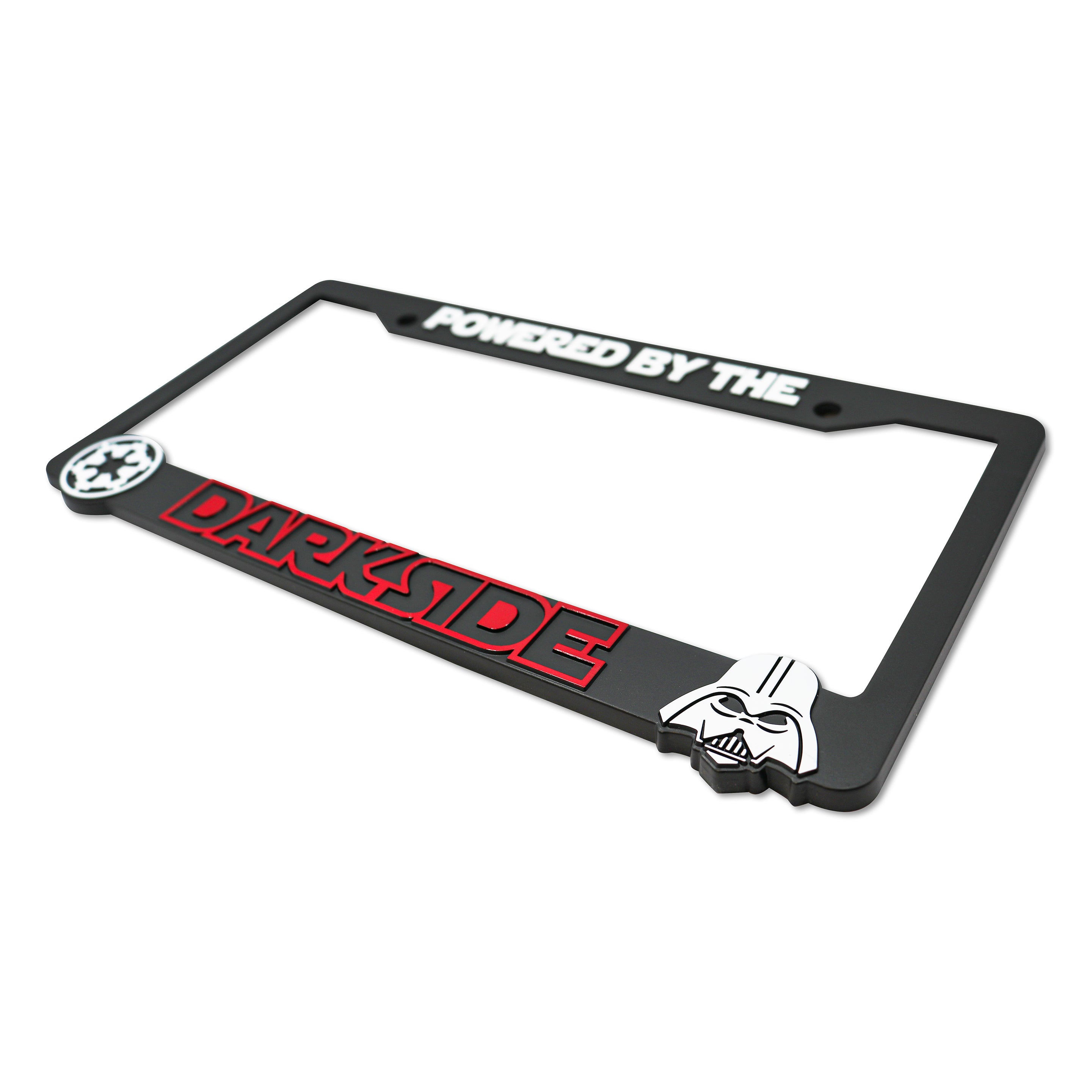 LP Frameworks Powered by The Darkside 3D Raised License Plate Frame | 1 Pack License Plate Cover | Universal US Car Black License Plate Holder | Auto Accessories (Car, Truck and SUV)