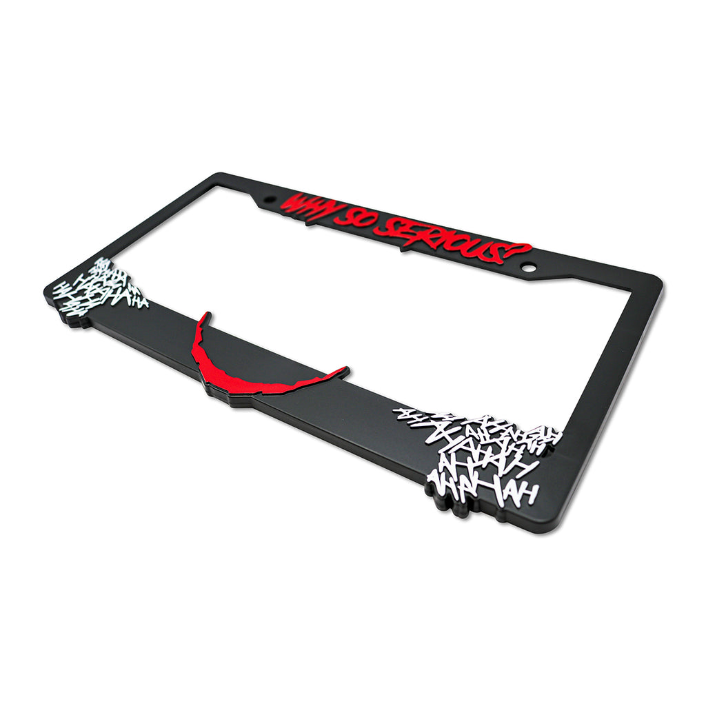 LP Frameworks Why So Serious for Joker 3D Raised License Plate Frame | 1 Pack Car License Plate Cover | Universal US Black License Plate Holder | Auto Accessories (Car, Truck and SUV)