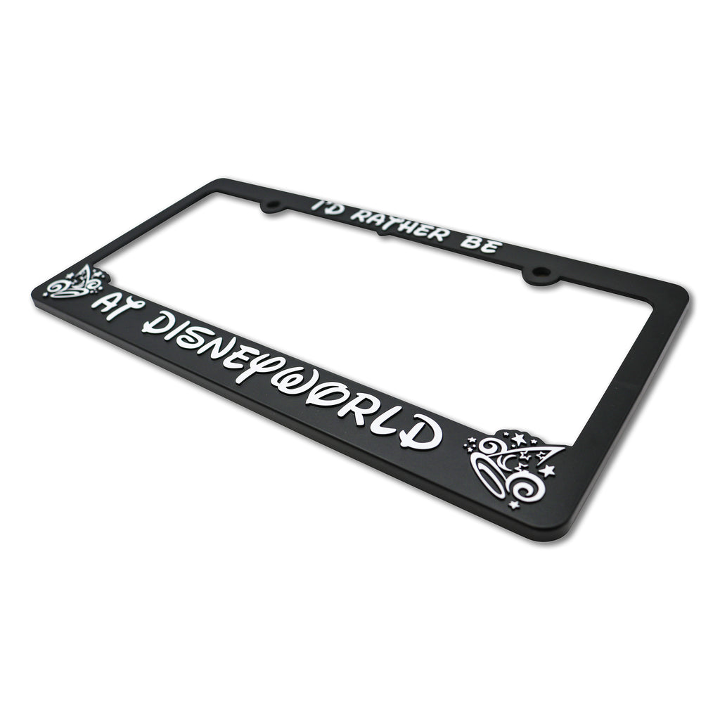 LP Frameworks Rather Be at Disneyworld 3D Raised License Plate Frame | 1 Pack Car License Plate Cover | Universal US Black License Plate Holder | Auto Accessories (Car, Truck and SUV)