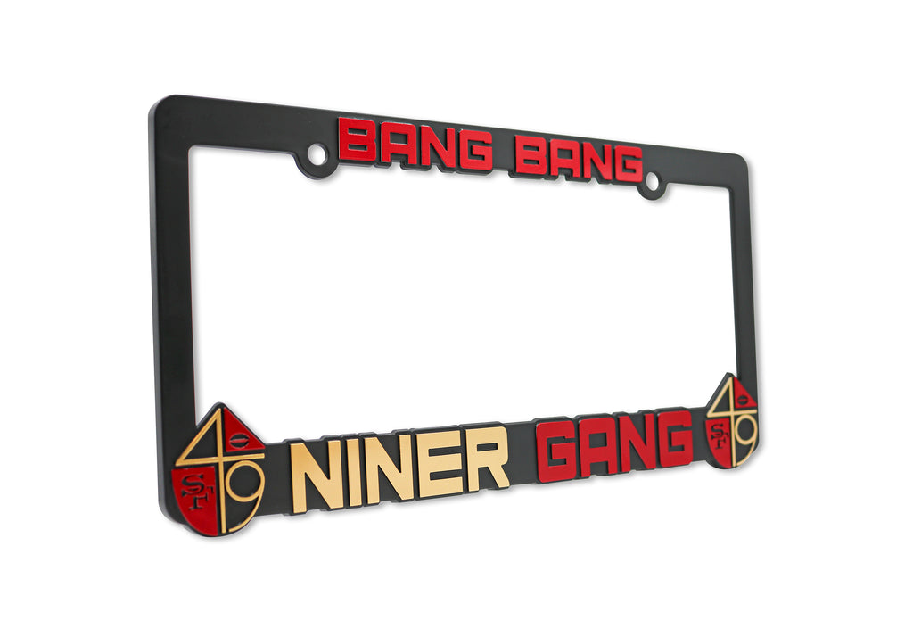Bang Bang Niner Gang for San Francisco 3D Raised License Plate Frame | 1 Pack Car License Plate Cover | Universal US Car License Plate Holder | Auto Accessories (Car, Truck and SUV)