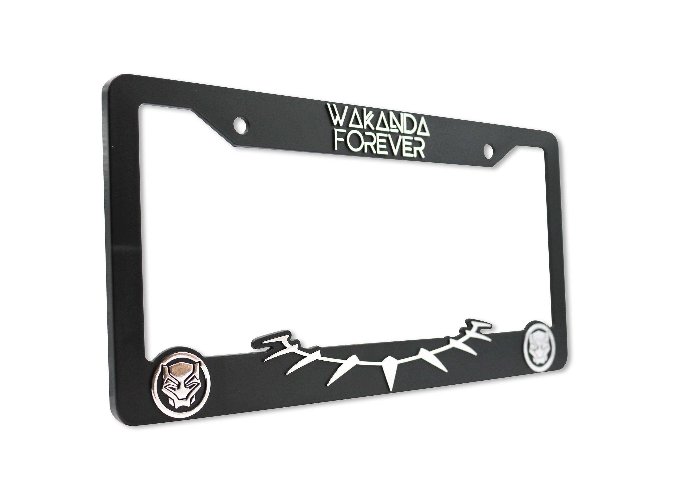 LP Frameworks Wakanda Forever 3D Raised License Plate Frame | 1 Pack Car License Plate Cover | Universal US Car Black License Plate Holder | Auto Accessories (Car, Truck and SUV) (Chrome)