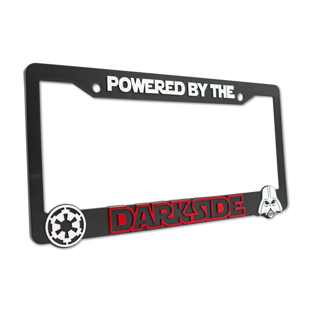 LP Frameworks Powered by The Darkside 3D Raised License Plate Frame | 1 Pack License Plate Cover | Universal US Car Black License Plate Holder | Auto Accessories (Car, Truck and SUV)