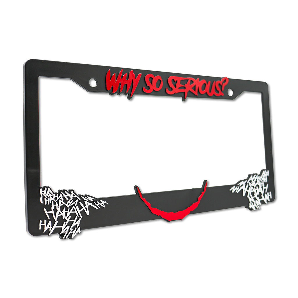 LP Frameworks Why So Serious for Joker 3D Raised License Plate Frame | 1 Pack Car License Plate Cover | Universal US Black License Plate Holder | Auto Accessories (Car, Truck and SUV)