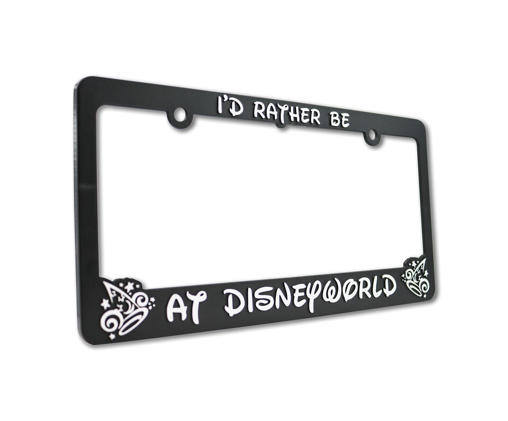 LP Frameworks Rather Be at Disneyworld 3D Raised License Plate Frame | 1 Pack Car License Plate Cover | Universal US Black License Plate Holder | Auto Accessories (Car, Truck and SUV)