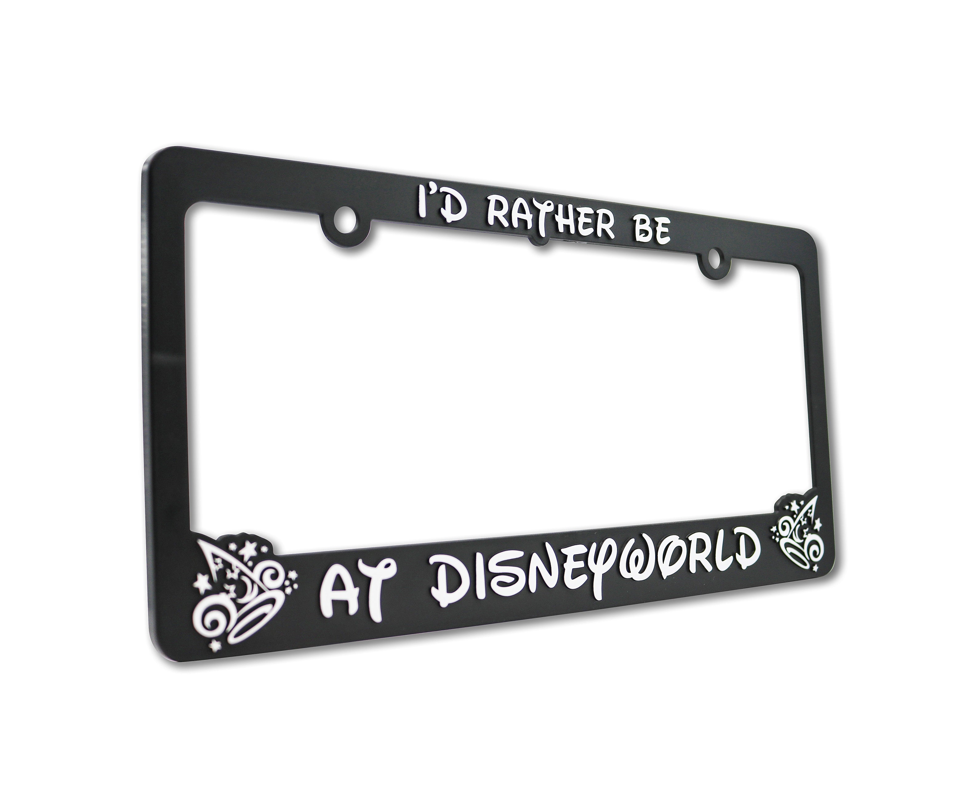 LP Frameworks Rather Be at Disneyworld 3D Raised License Plate Frame | 1 Pack Car License Plate Cover | Universal US Black License Plate Holder | Auto Accessories (Car, Truck and SUV)