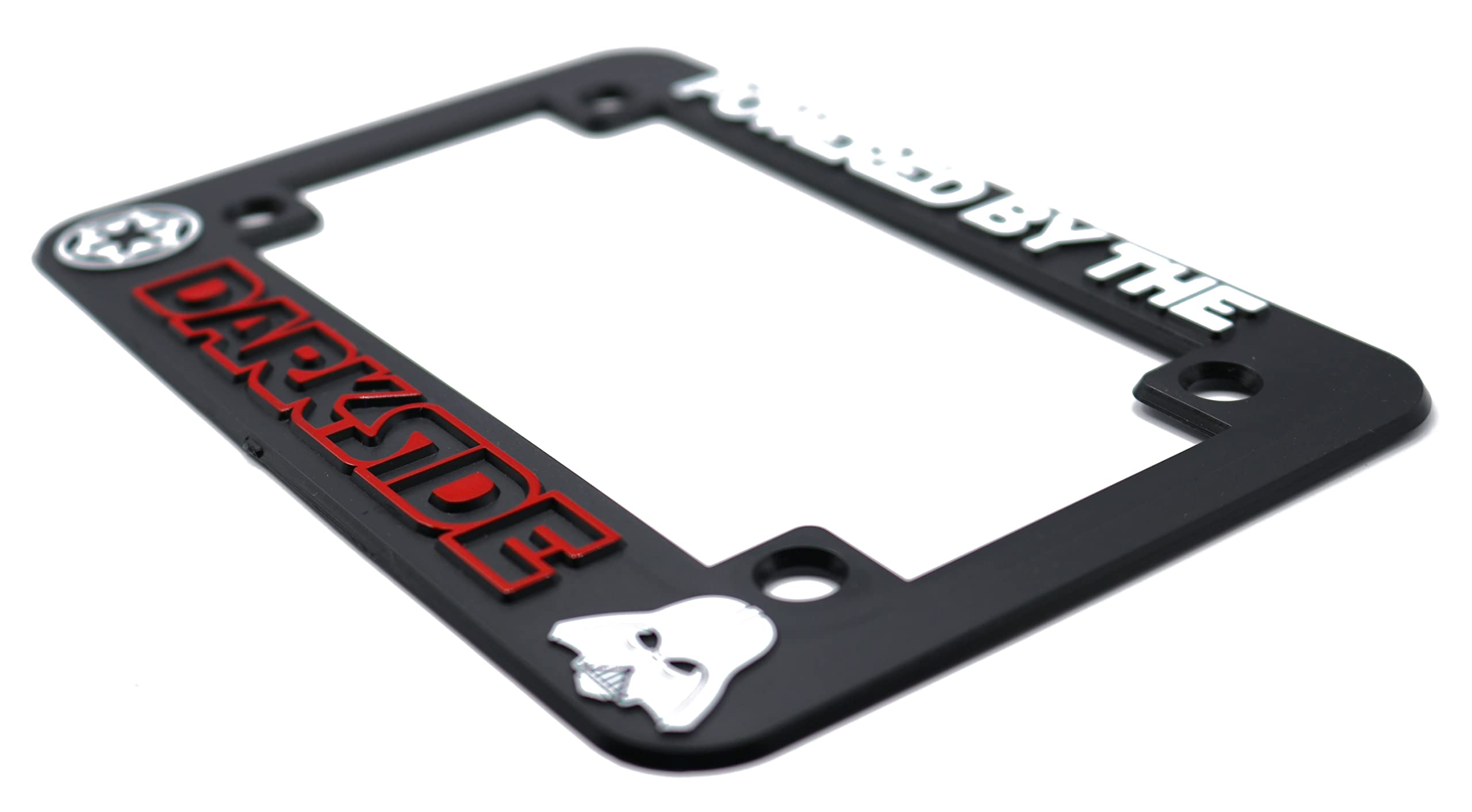LP Frameworks Powered by The Darkside 3D Raised License Plate Frame | 1 Pack License Plate Cover | Universal US Car Black License Plate Holder | Auto Accessories (Car, Truck and SUV)