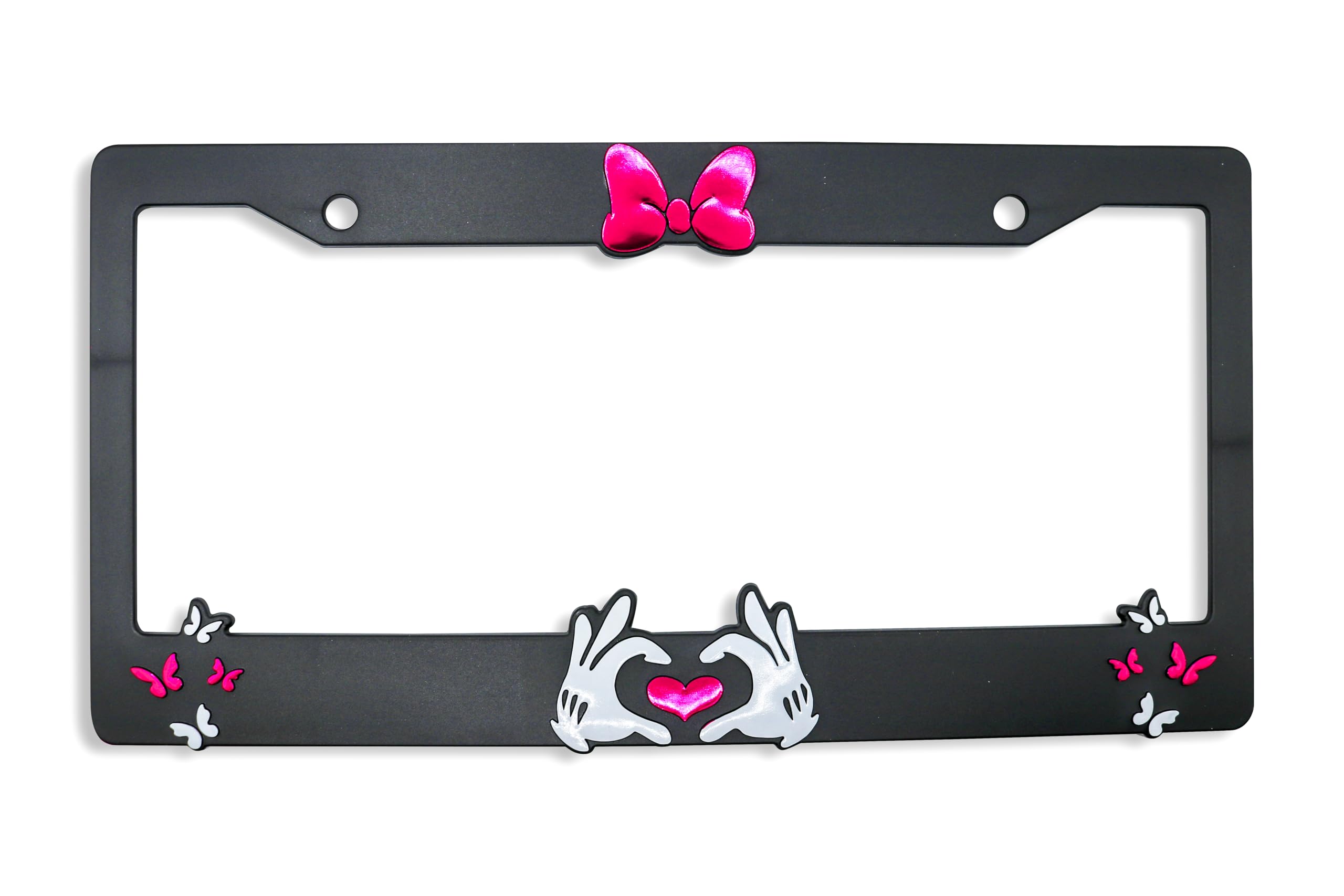LP Frameworks Minnie Bow V2 3D Raised License Plate Frame | 1 Pack Car License Plate Cover | Universal US Black License Plate Holder | Auto Accessories (Car, Truck and SUV)
