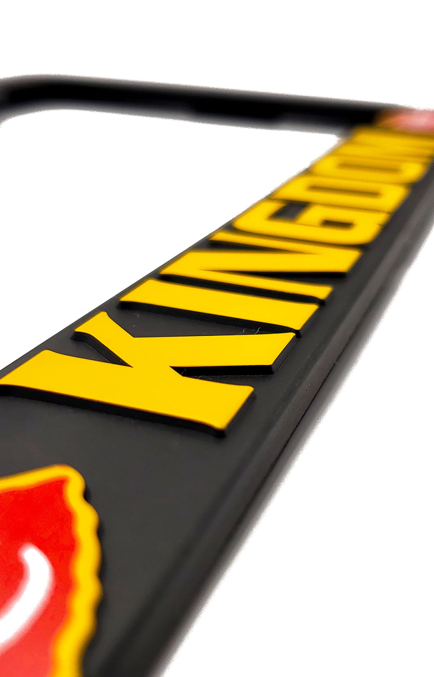 LP Frameworks Defend The Kingdom for Kansas City 3D Raised License Plate Frame | 1 Pack Car License Plate Cover | Universal US Car Black License Plate Holder | Auto Accessories (Car, Truck and SUV)