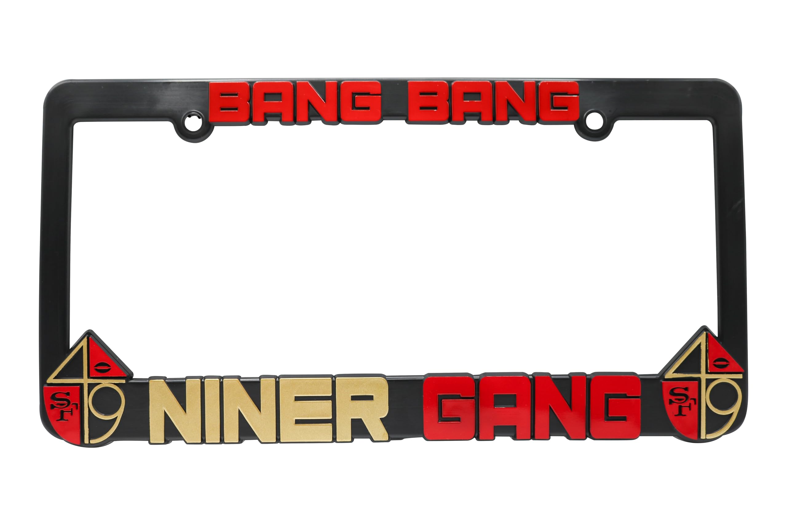Bang Bang Niner Gang for San Francisco 3D Raised License Plate Frame | 1 Pack Car License Plate Cover | Universal US Car License Plate Holder | Auto Accessories (Car, Truck and SUV)