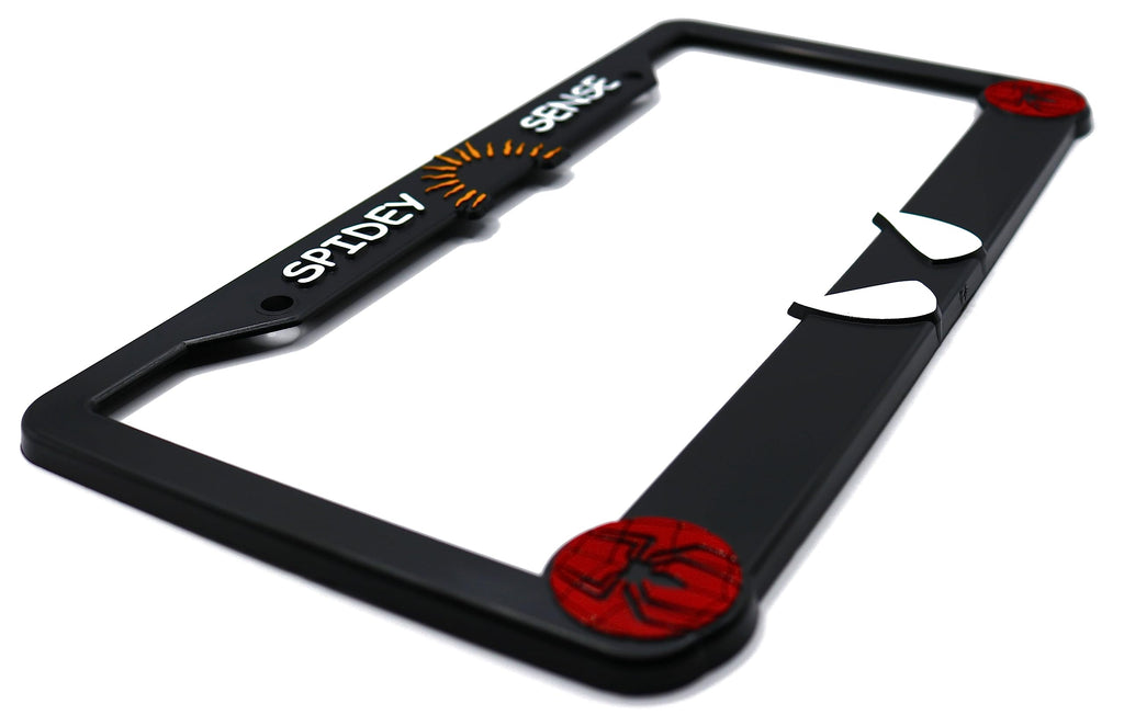 LP Frameworks Spidey Sense 3D Raised License Plate Frame | 1 Pack Character License Plate Cover | Universal US Car Black License Plate Holder | Auto Accessories (Car, Truck and SUV)