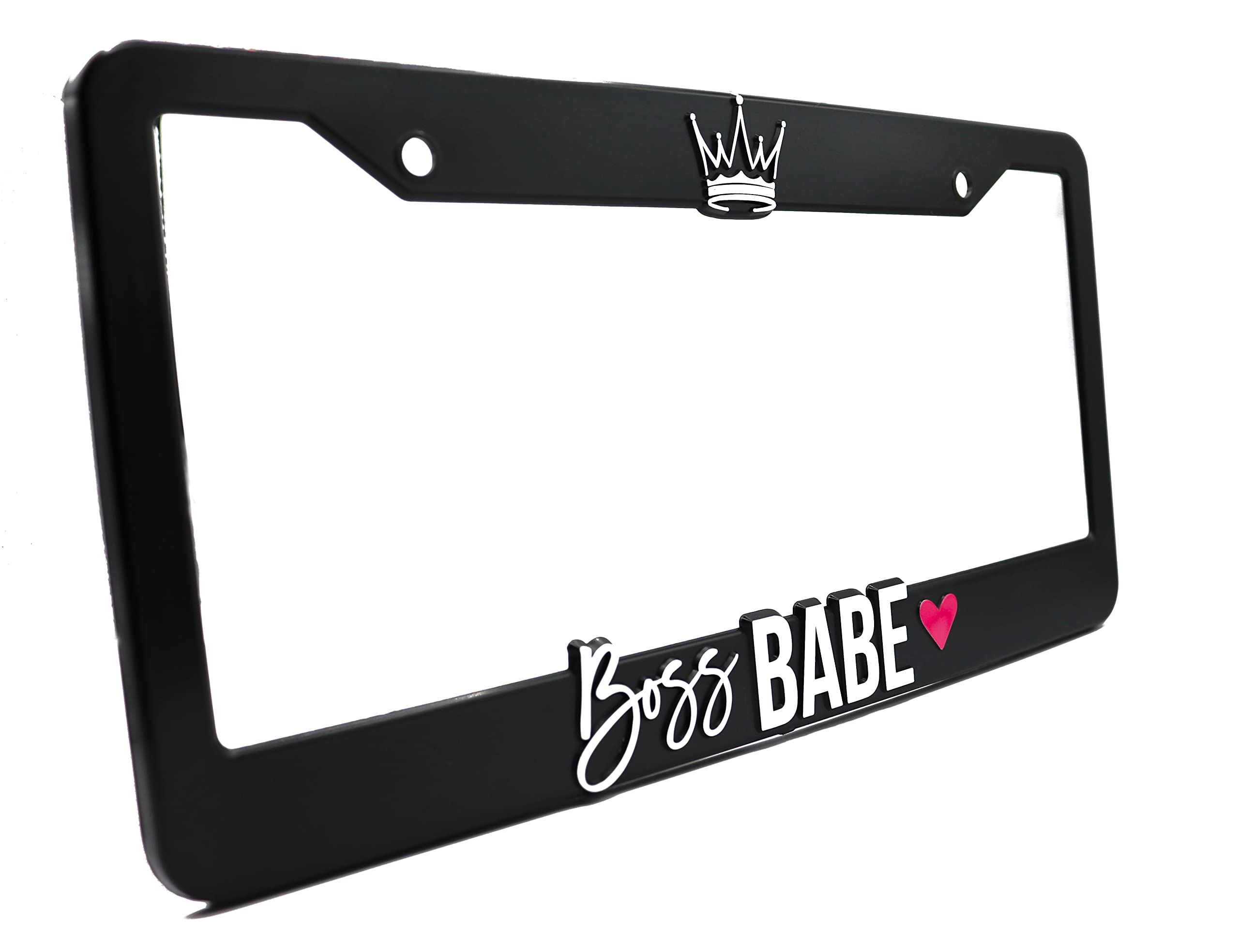 LP Frameworks Boss Babe 3D Raised License Plate Frame | 1 Pack Car License Plate Cover | Universal US Car Black License Plate Holder | Auto Accessories (Car, Truck and SUV)