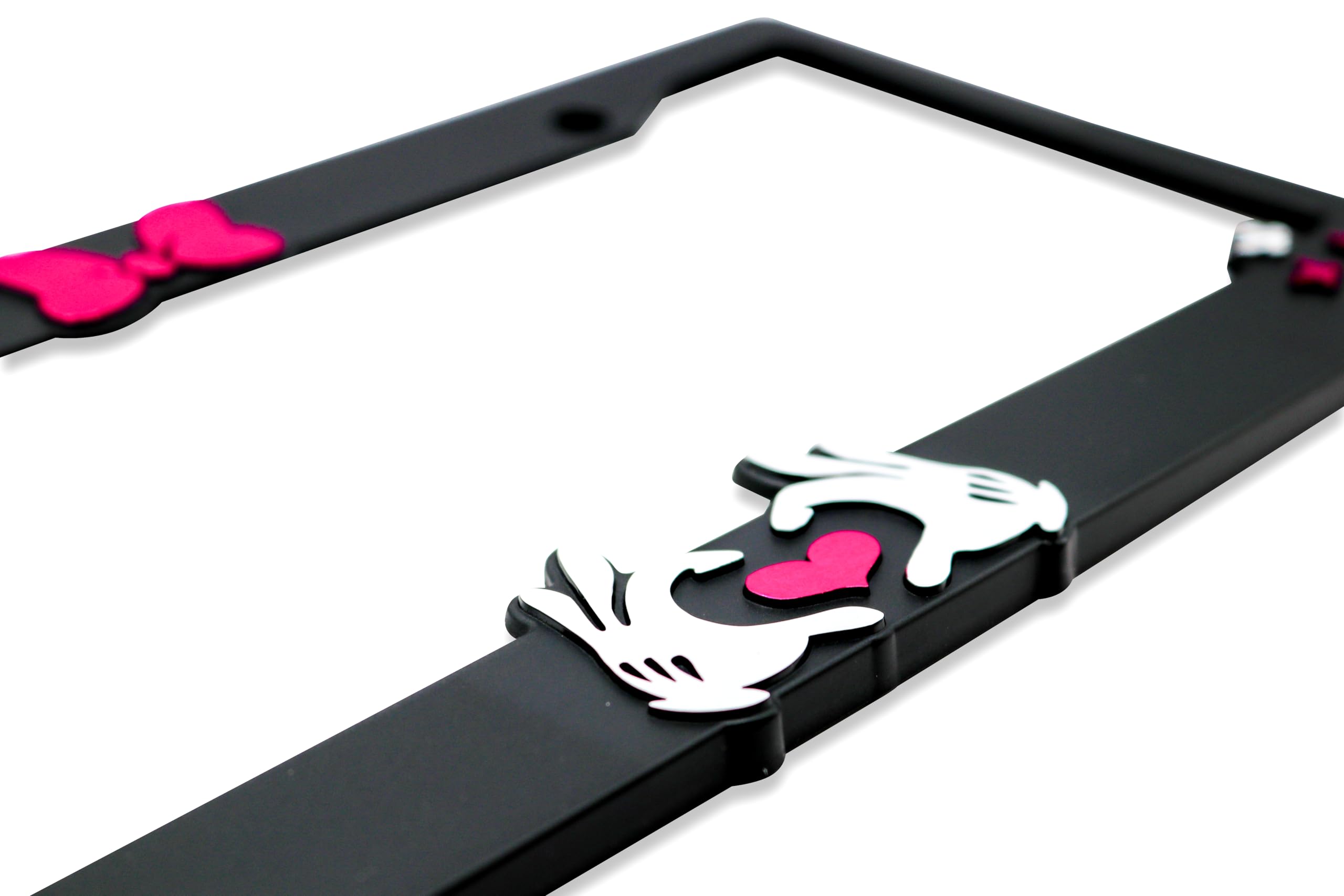 LP Frameworks Minnie Bow V2 3D Raised License Plate Frame | 1 Pack Car License Plate Cover | Universal US Black License Plate Holder | Auto Accessories (Car, Truck and SUV)