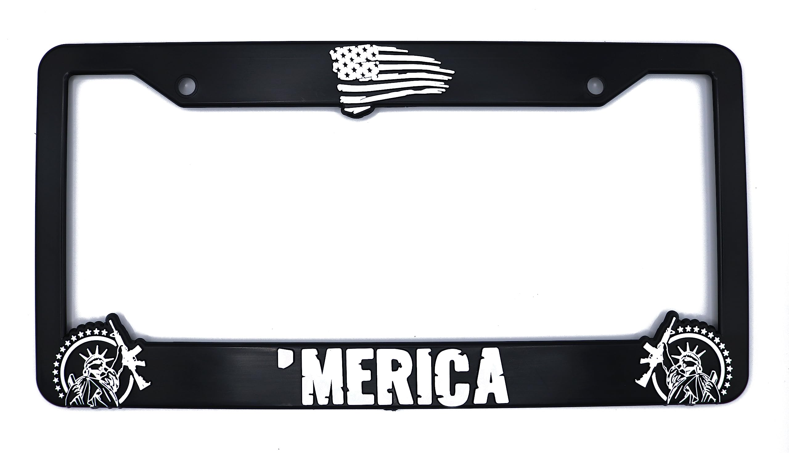 LP Frameworks Merica' for America 3D Raised License Plate Frame | 1 Pack Car USA License Plate Cover | Universal US Black License Plate Holder | Auto Accessories (Car, Truck and SUV)