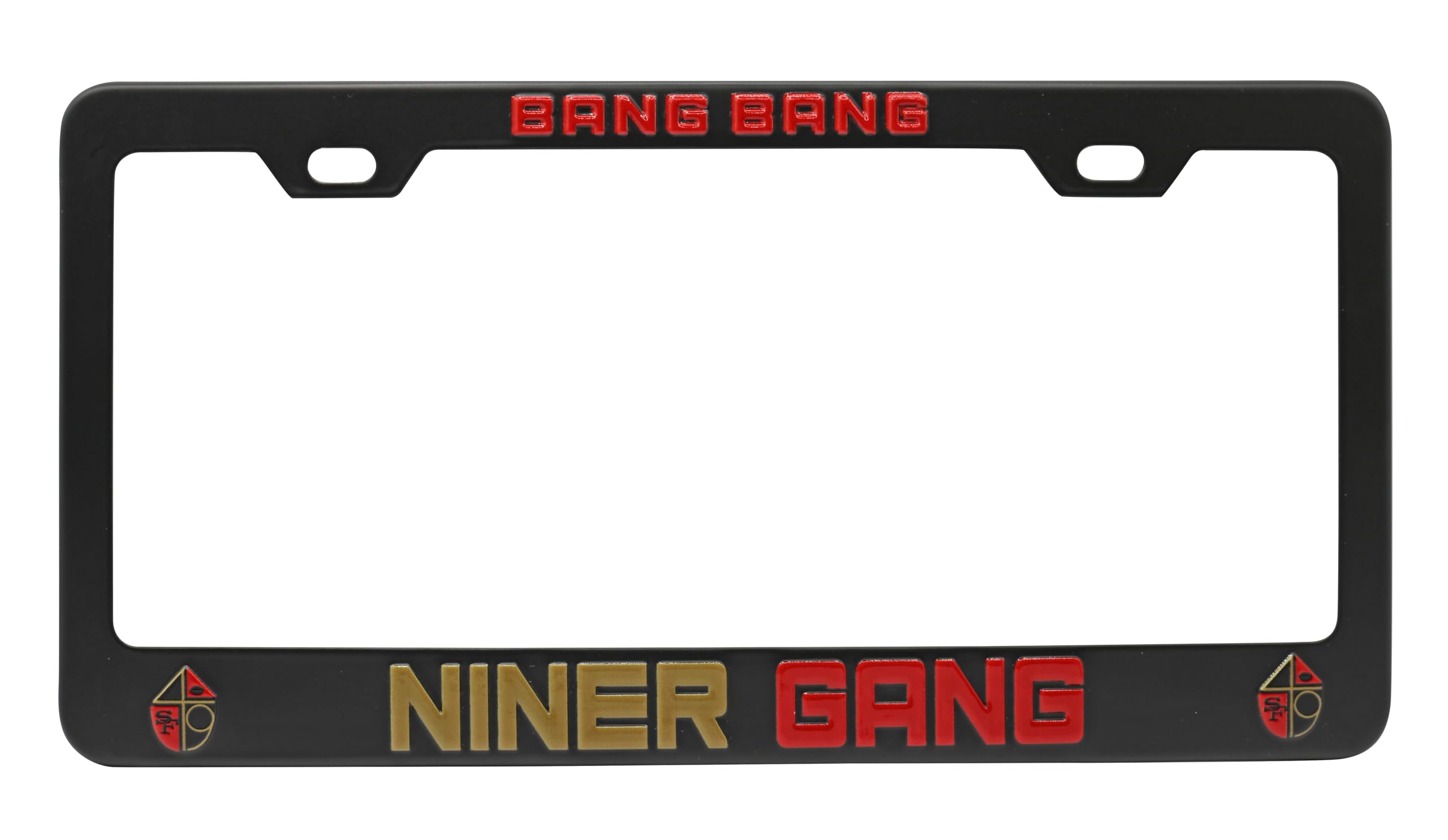 Bang Bang Niner Gang for San Francisco 3D Raised License Plate Frame | 1 Pack Car License Plate Cover | Universal US Car License Plate Holder | Auto Accessories (Car, Truck and SUV)