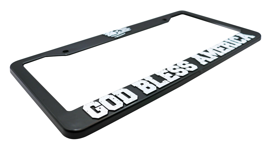 LP Frameworks God Bless America for USA 3D Raised License Plate Frame | 1 Pack Car US License Plate Cover | Universal US Black License Plate Holder | Auto Accessories (Car, Truck and SUV)
