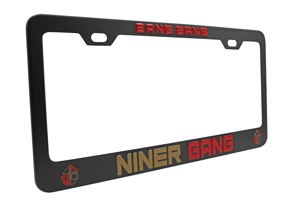 Bang Bang Niner Gang for San Francisco 3D Raised License Plate Frame | 1 Pack Car License Plate Cover | Universal US Car License Plate Holder | Auto Accessories (Car, Truck and SUV)