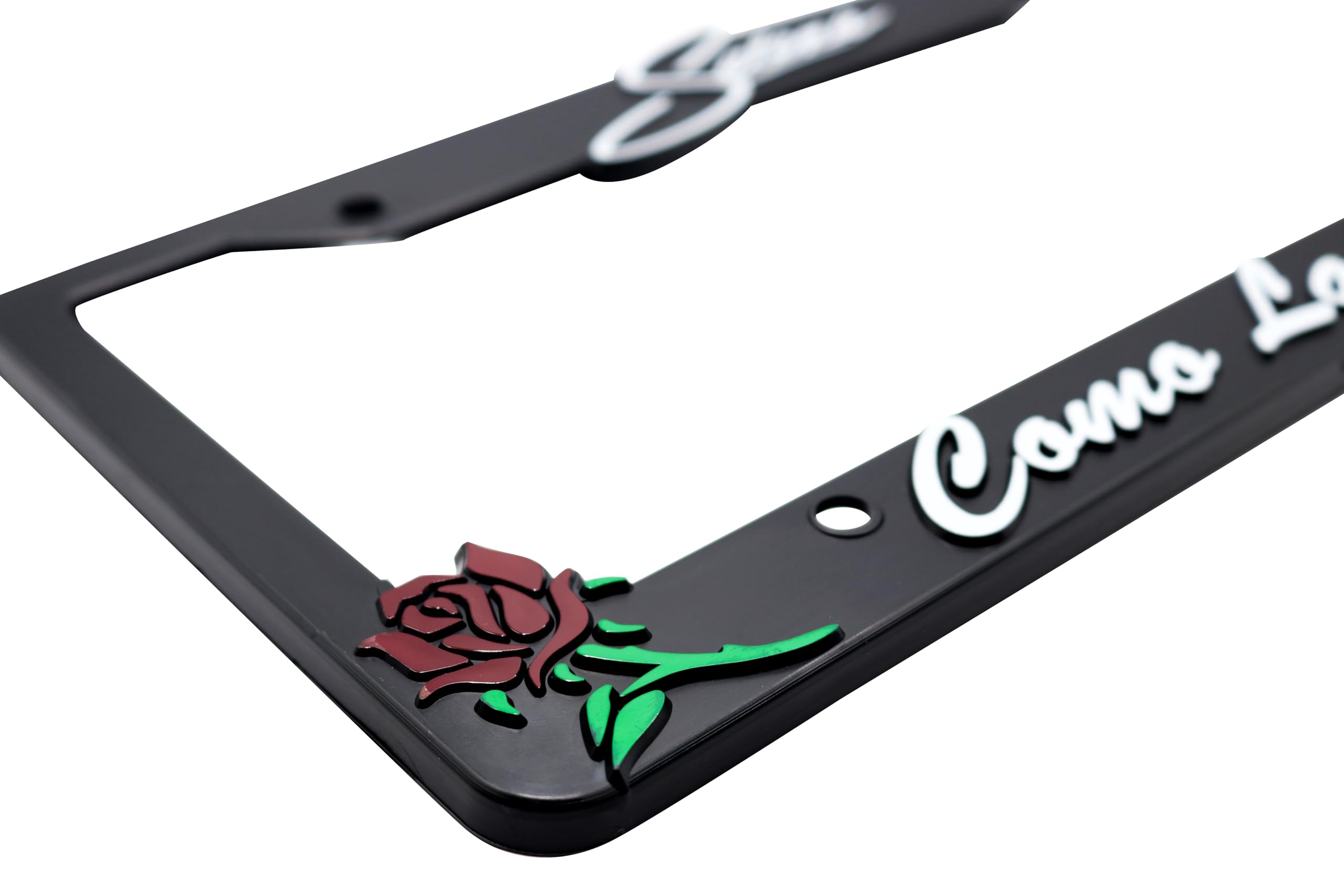 LP Frameworks 3D Raised License Plate Frame for Como La Flor | 1 Pack Car License Plate Cover | Universal US Car Black License Plate Holder | Auto Accessories (Car, Truck and SUV)