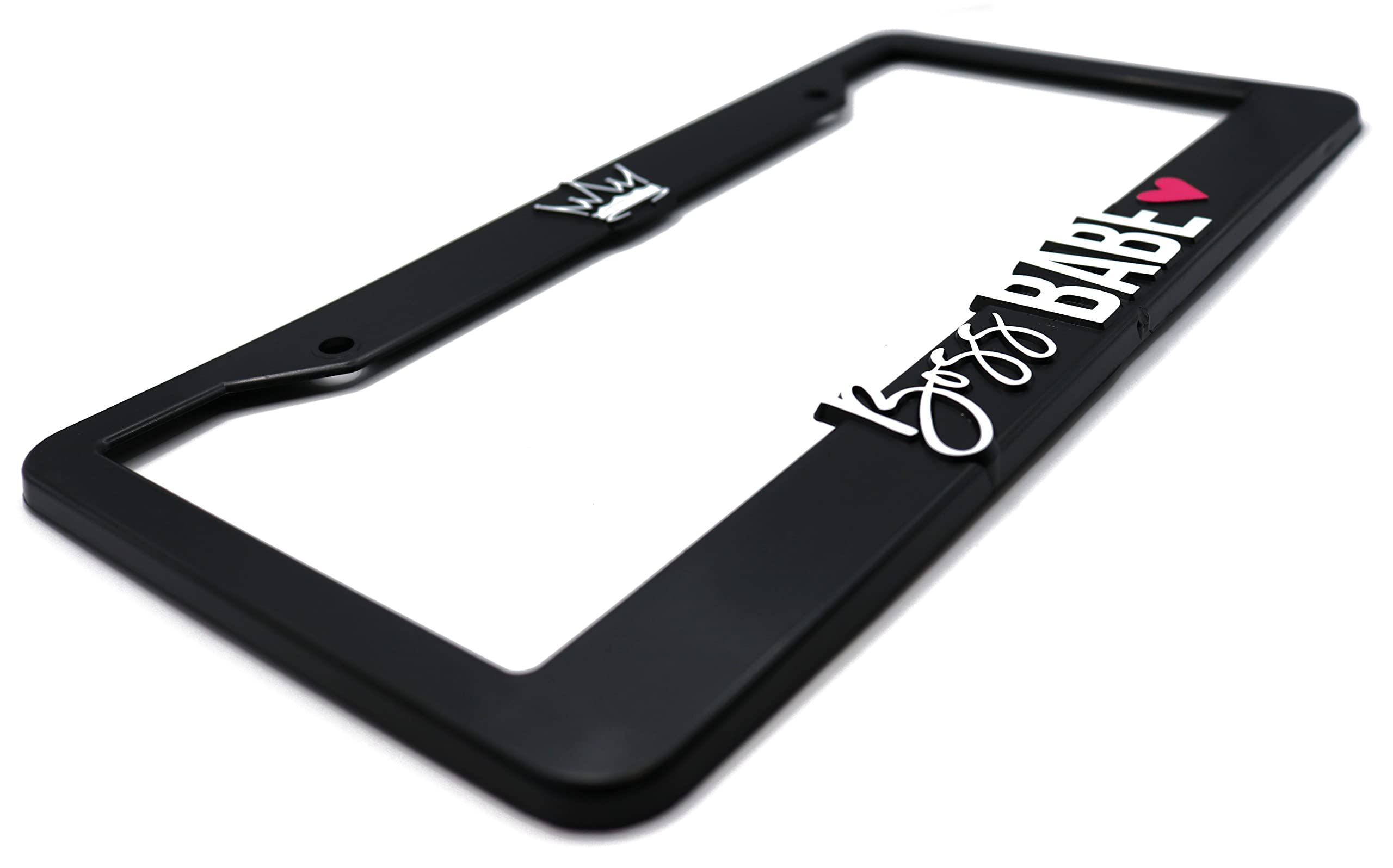LP Frameworks Boss Babe 3D Raised License Plate Frame | 1 Pack Car License Plate Cover | Universal US Car Black License Plate Holder | Auto Accessories (Car, Truck and SUV)