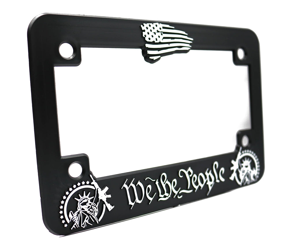 LP Frameworks We The People for America 3D Raised License Plate Frame | 1 Pack Car License Plate Cover | Universal US Car Black License Plate Holder | Auto Accessories