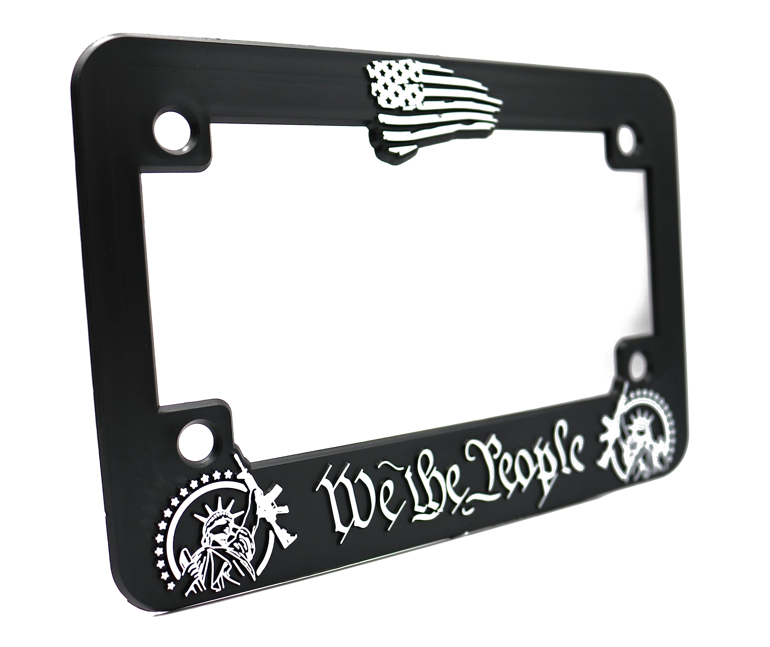 LP Frameworks We The People for America 3D Raised License Plate Frame | 1 Pack Car License Plate Cover | Universal US Car Black License Plate Holder | Auto Accessories