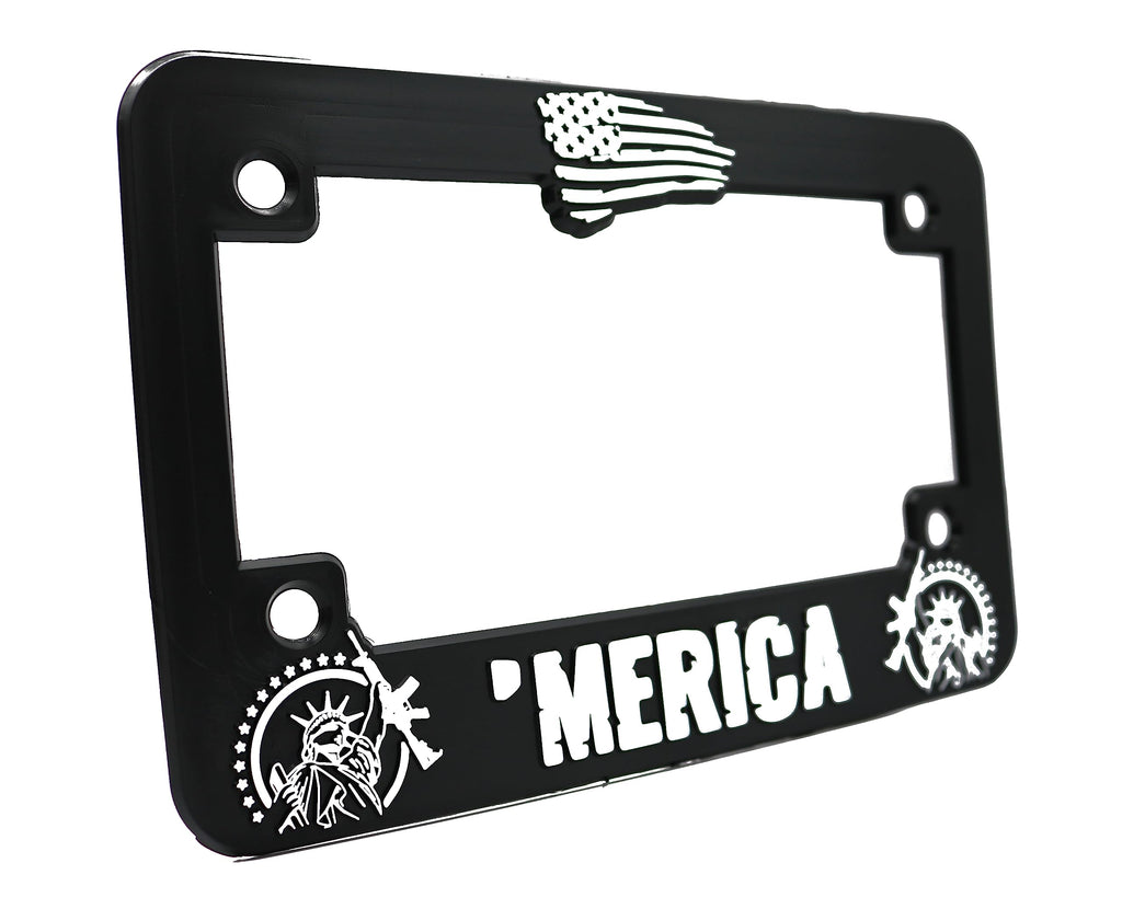 LP Frameworks Merica' for America 3D Raised License Plate Frame | 1 Pack Car USA License Plate Cover | Universal US Black License Plate Holder | Auto Accessories (Car, Truck and SUV)
