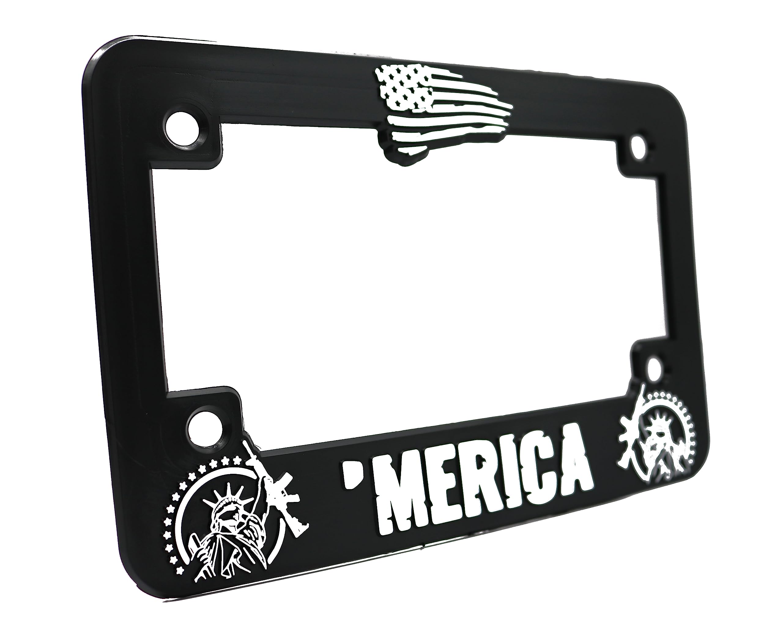 LP Frameworks Merica' for America 3D Raised License Plate Frame | 1 Pack Car USA License Plate Cover | Universal US Black License Plate Holder | Auto Accessories (Car, Truck and SUV)