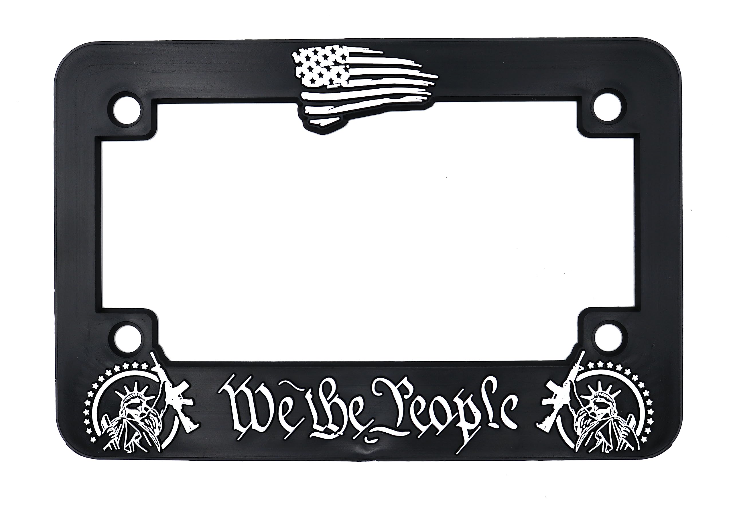 LP Frameworks We The People for America 3D Raised License Plate Frame | 1 Pack Car License Plate Cover | Universal US Car Black License Plate Holder | Auto Accessories