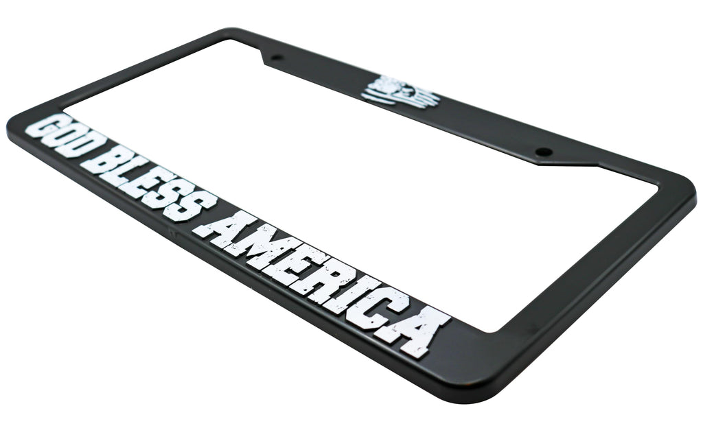 LP Frameworks God Bless America for USA 3D Raised License Plate Frame | 1 Pack Car US License Plate Cover | Universal US Black License Plate Holder | Auto Accessories (Car, Truck and SUV)