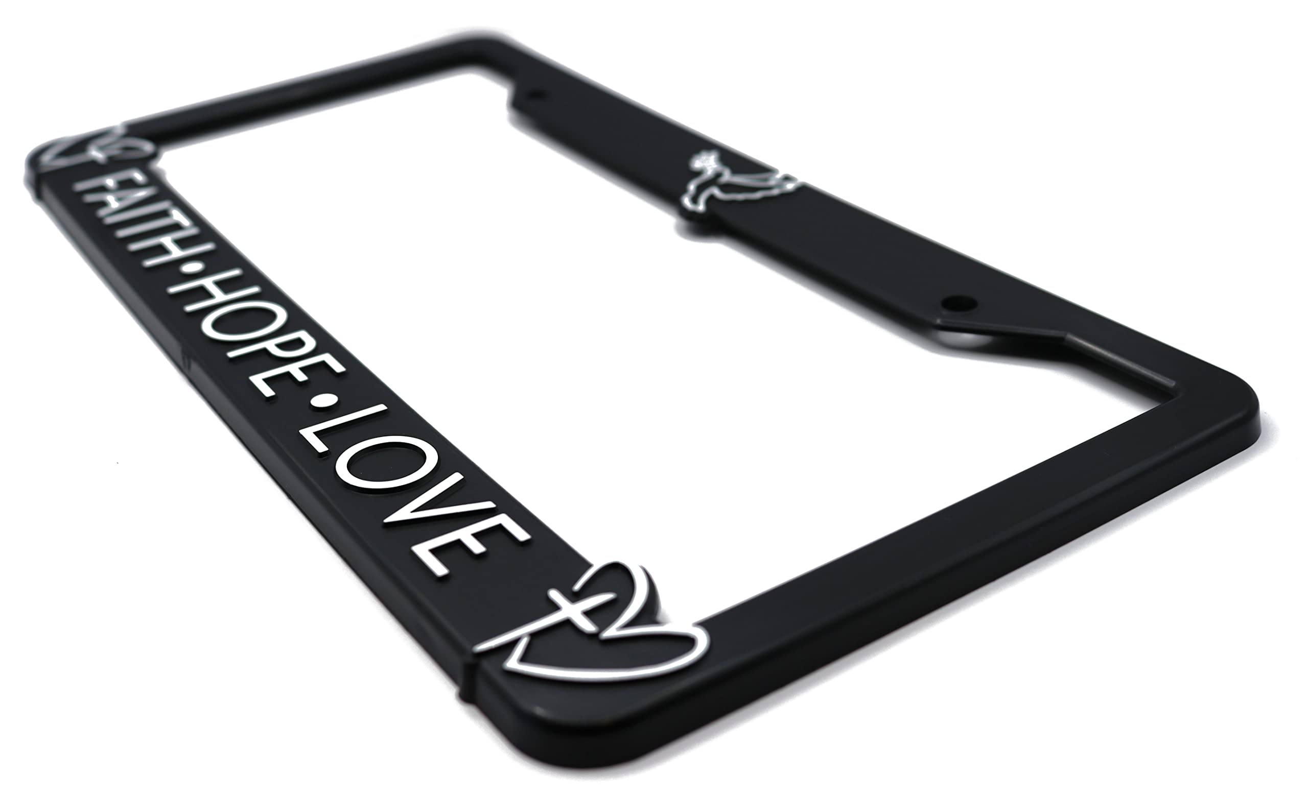 LP Frameworks Faith Hope Love for Jesus and God 3D Raised License Plate Frame | 1 Pack USA License Plate Cover | Universal US Black License Plate Holder | Auto Accessories (Car, Truck and SUV)