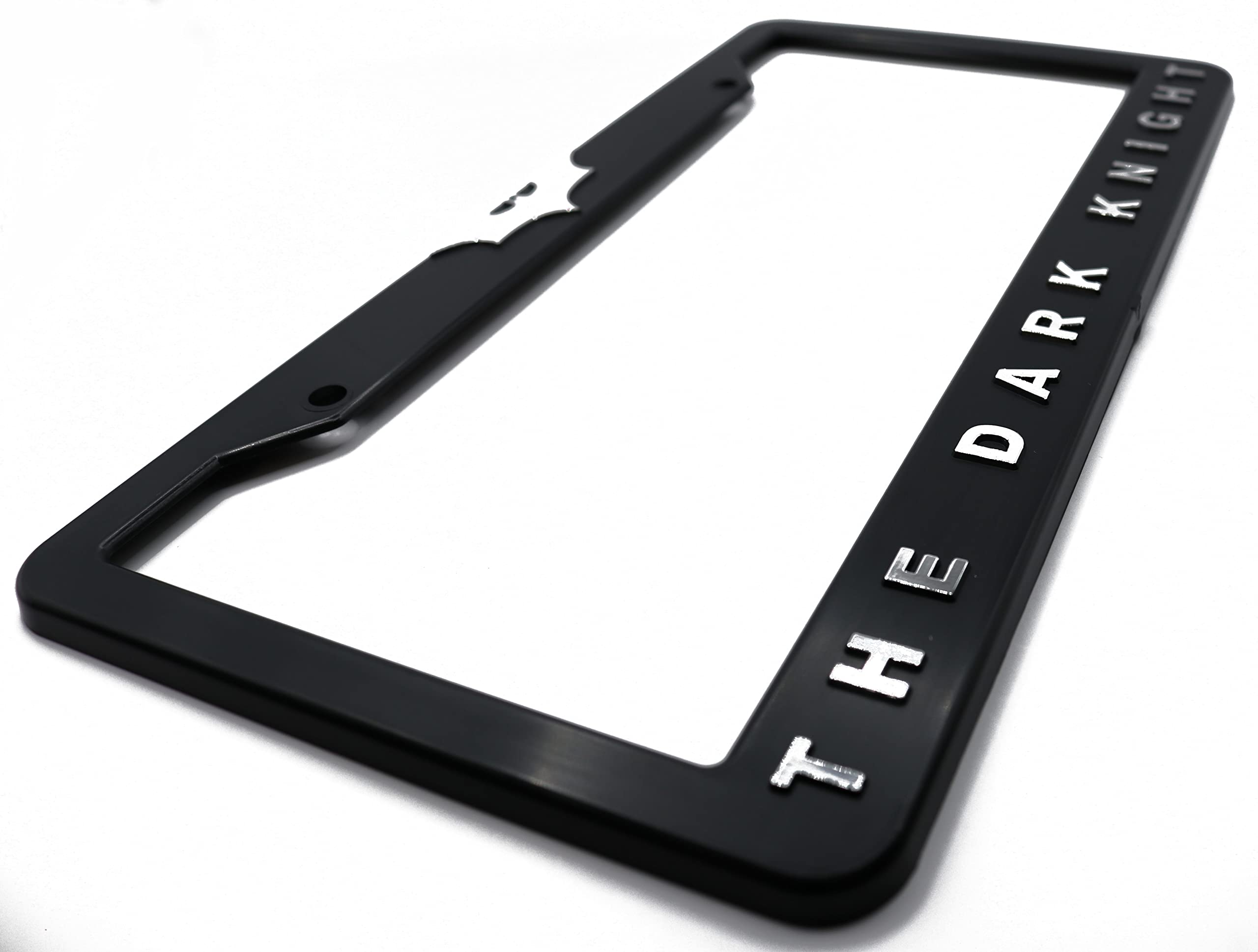 LP Frameworks Dark Knight V2 3D Raised License Plate Frame | 1 Pack Car License Plate Cover | Universal US Black License Plate Holder | Auto Accessories (Car, Truck and SUV) (Chrome)