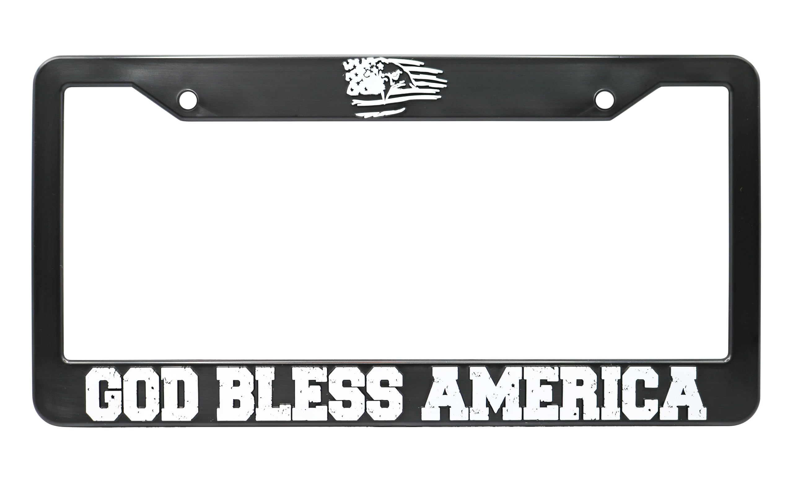 LP Frameworks God Bless America for USA 3D Raised License Plate Frame | 1 Pack Car US License Plate Cover | Universal US Black License Plate Holder | Auto Accessories (Car, Truck and SUV)