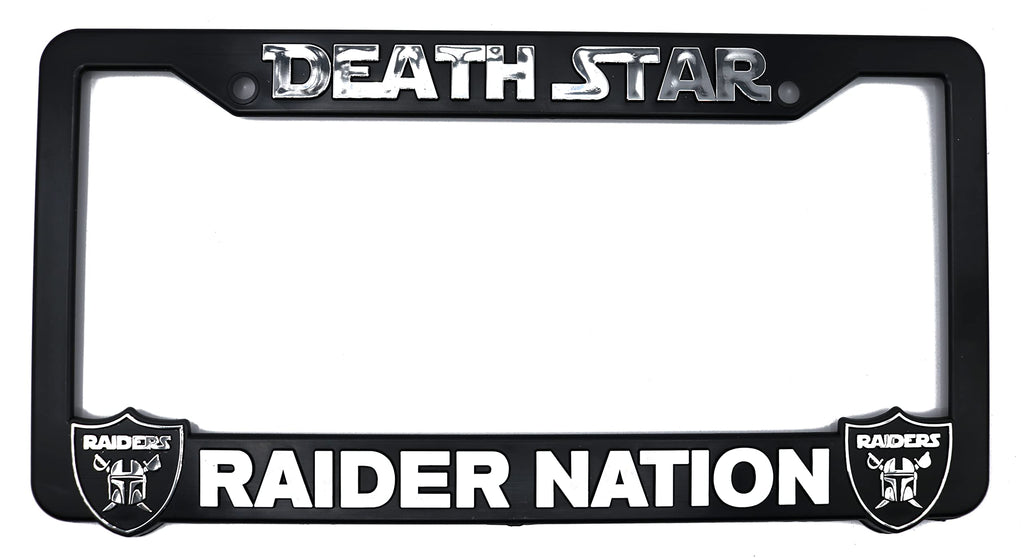 LP Frameworks Deathstar for Raider Nation V2 3D Raised License Plate Frame | 1 Pack Car License Plate Cover | Universal US Black License Plate Holder | Auto Accessories (Car, Truck and SUV)